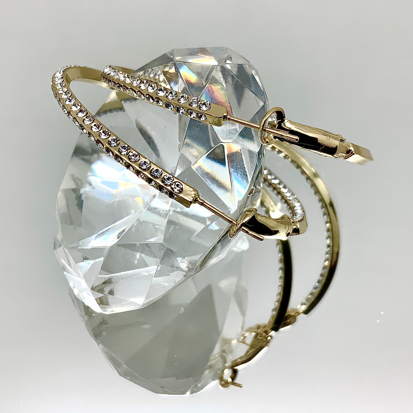 Premium Crystal Medium Inside Out Hoop Earring 1.5"