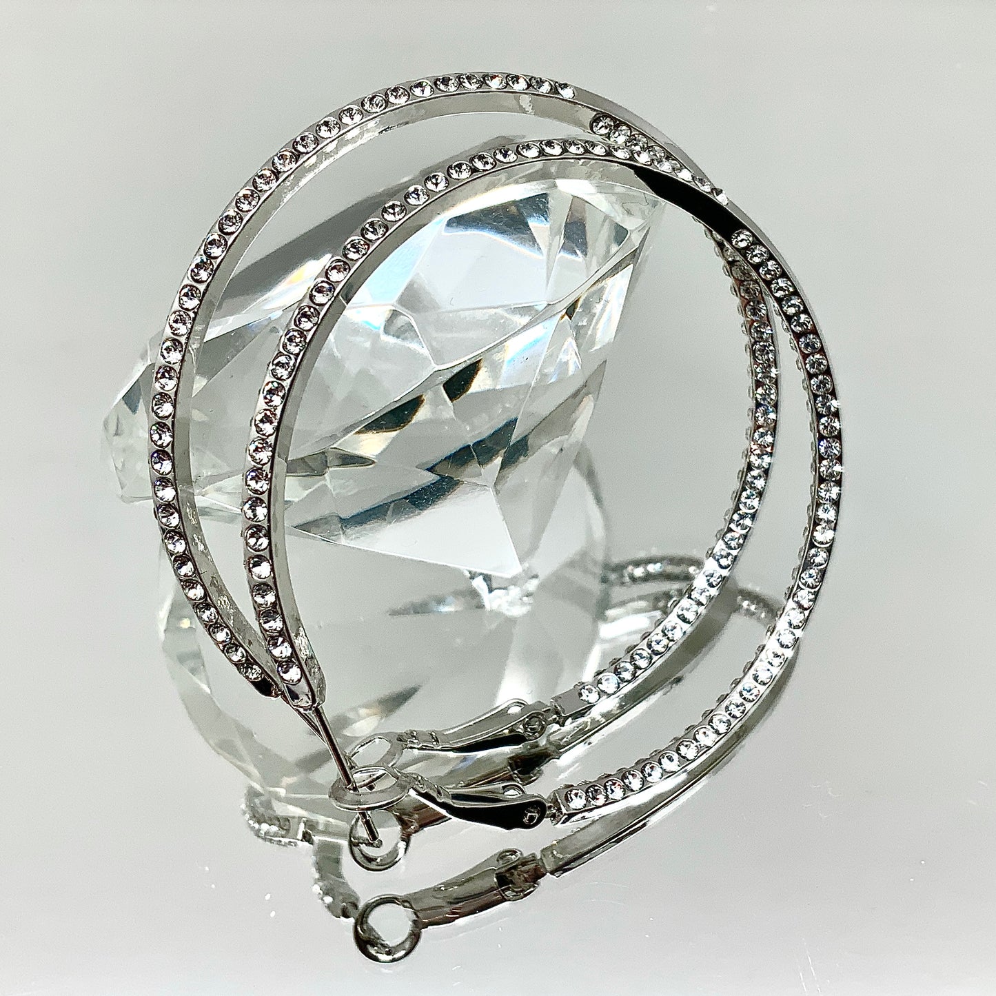 Premium Crystal Medium Inside Out Hoop Earring 1.5"