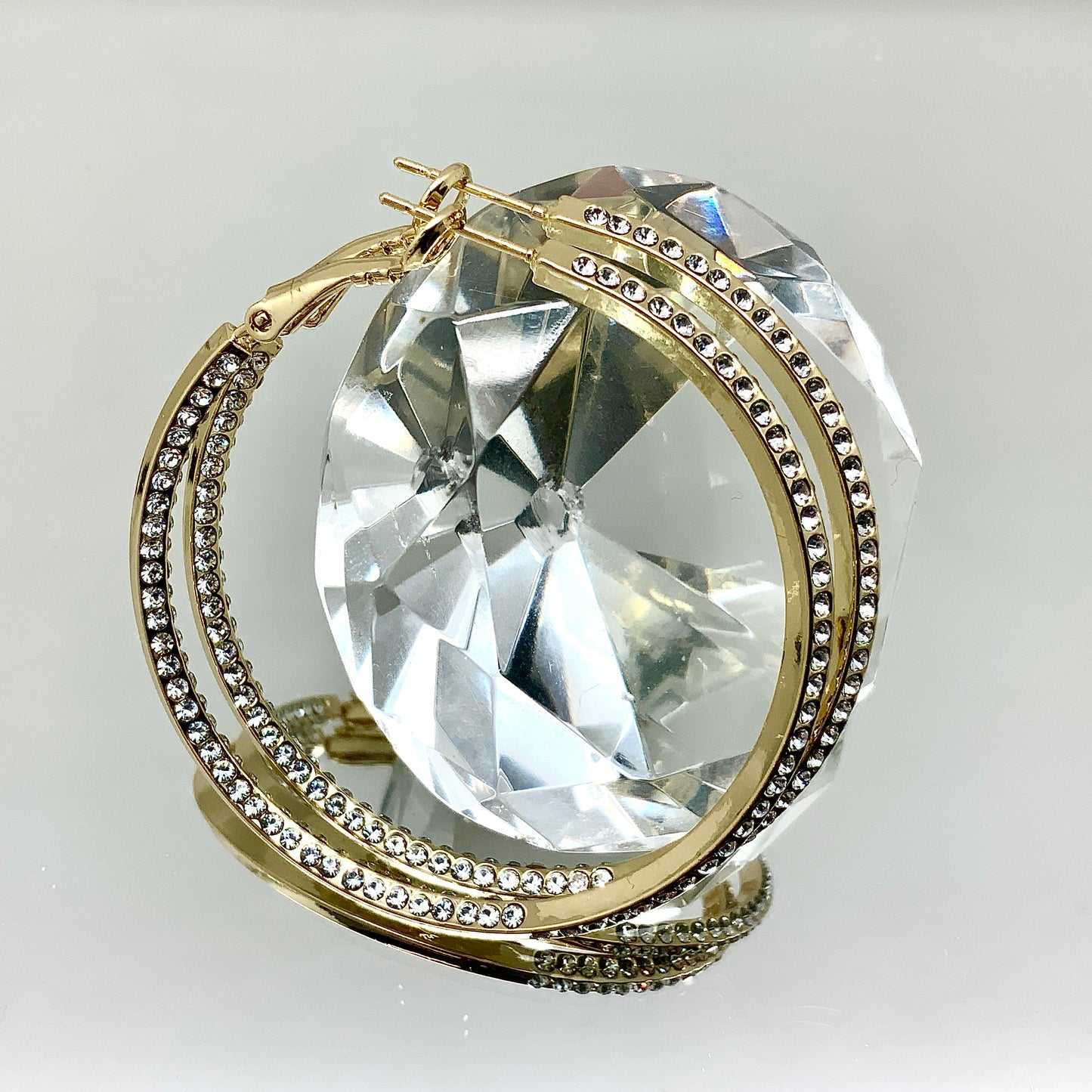 Premium Crystal Medium Inside Out Hoop Earring 1.5"