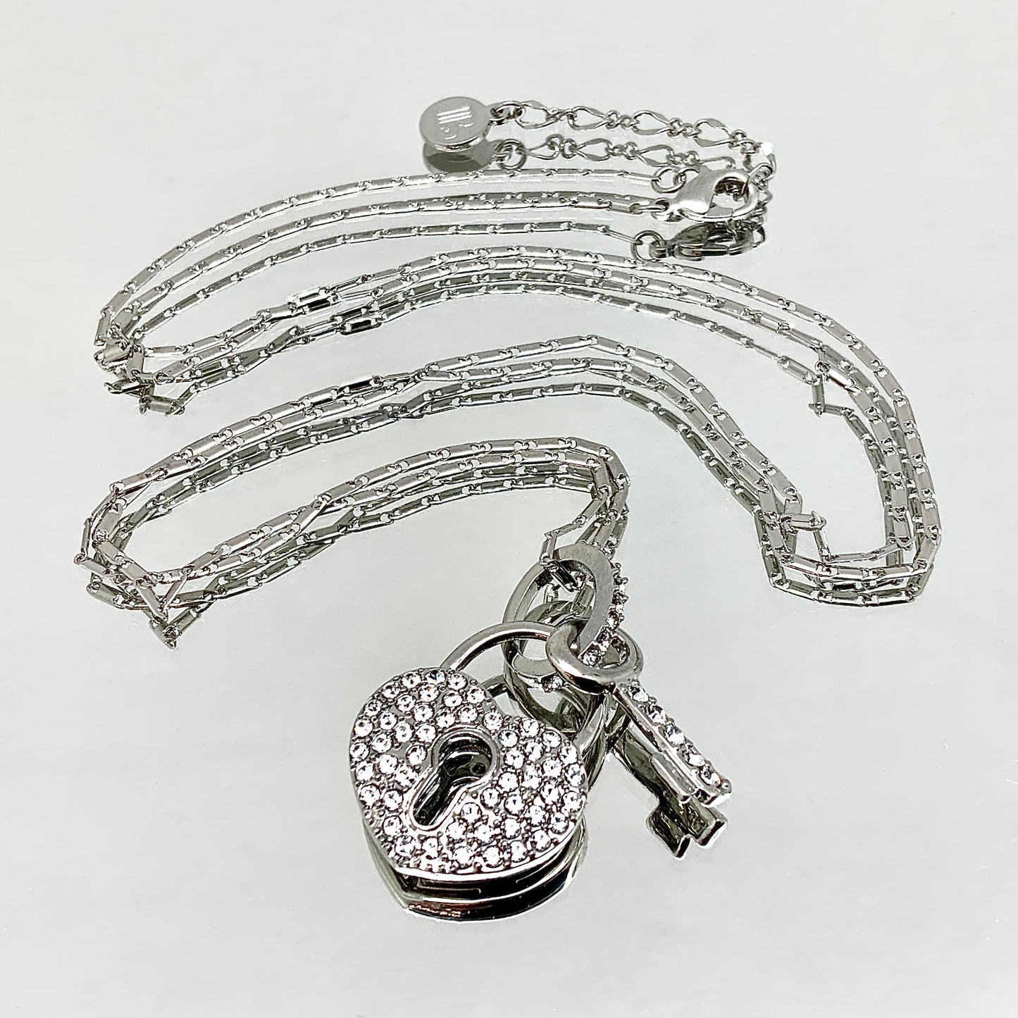 Premium Crystal Heart Lock and Key Necklace