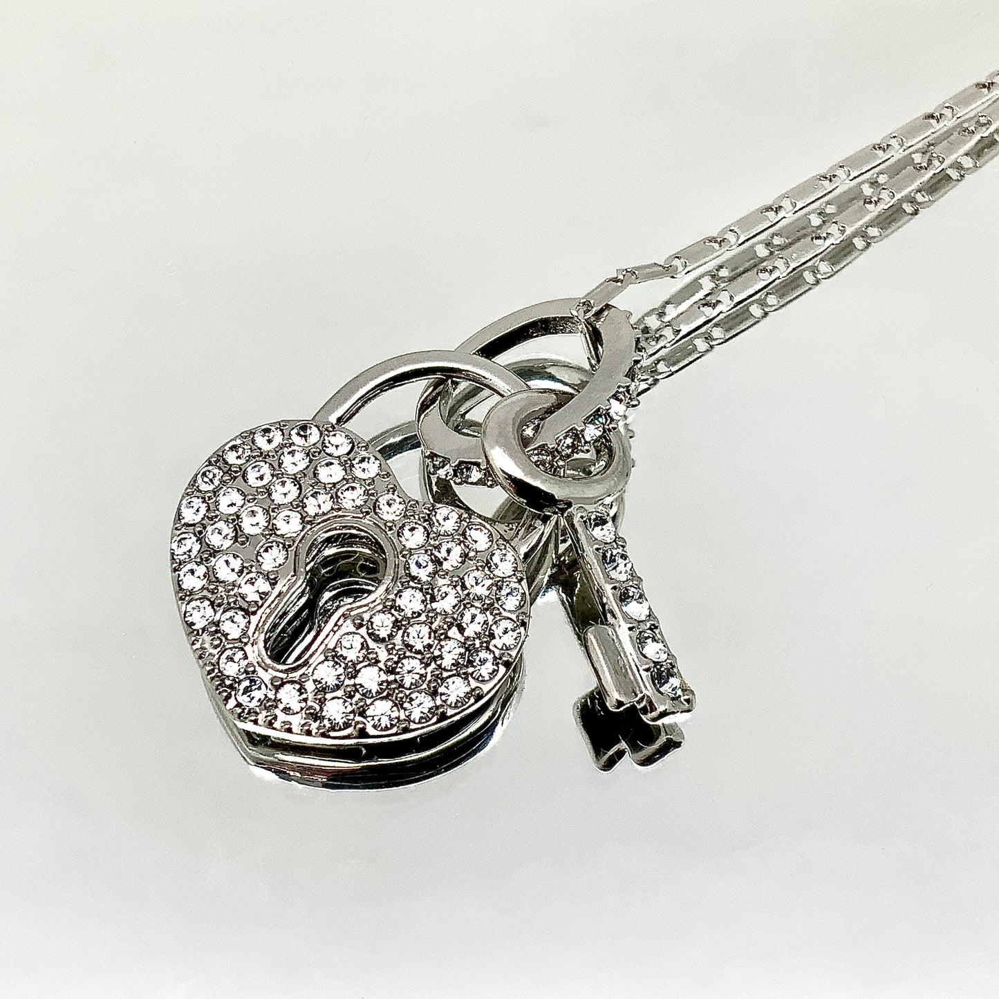 Premium Crystal Heart Lock and Key Necklace