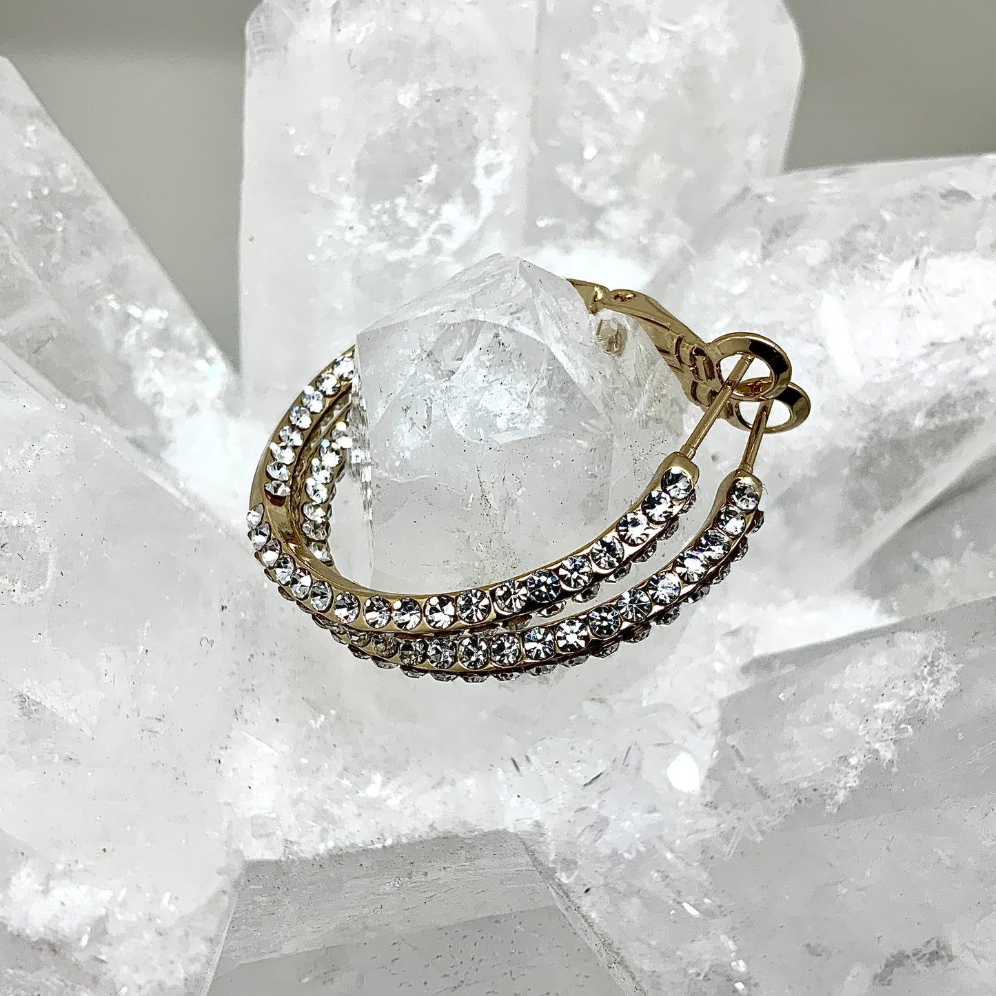 Premium Crystal Small Inside Out Hoop Earring 1.25"