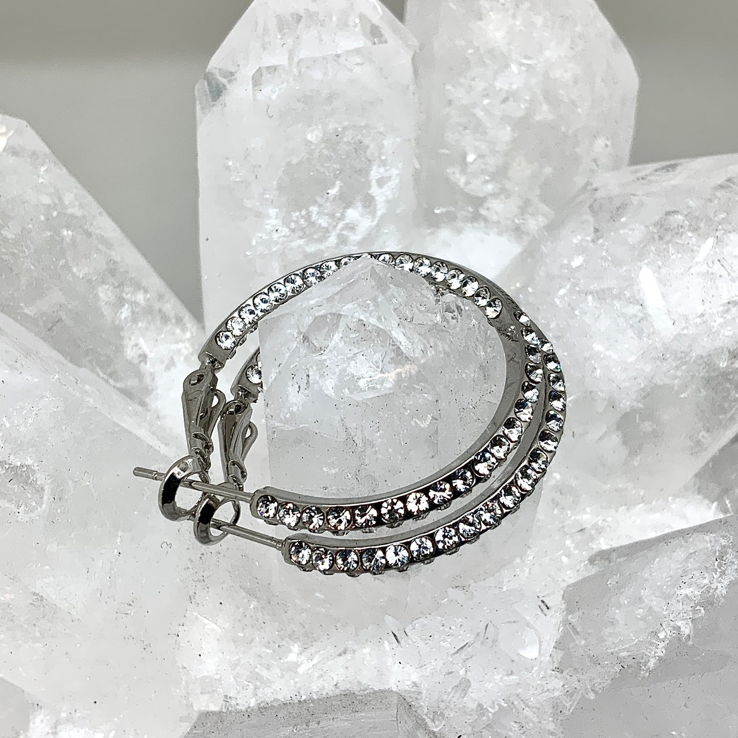 Premium Crystal Small Inside Out Hoop Earring 1.25"