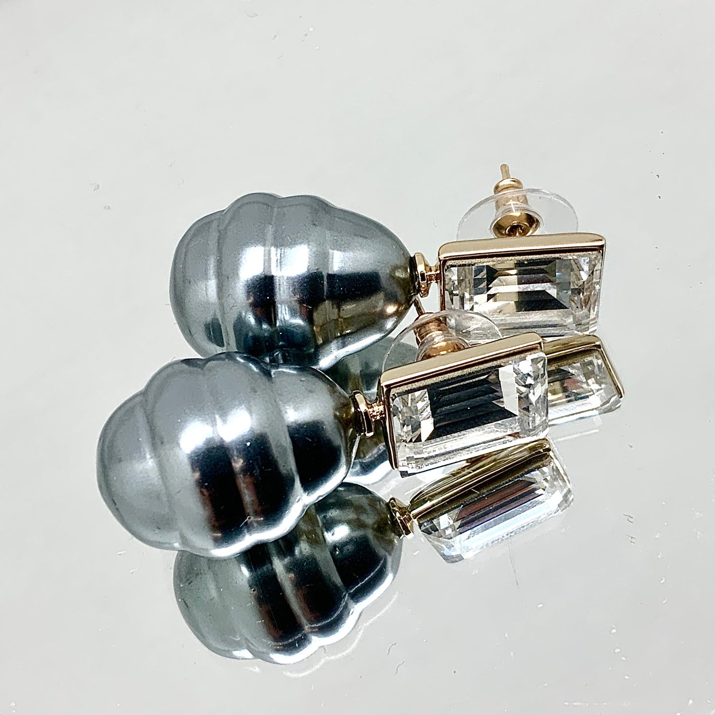 Step Cut Pearl Earrings