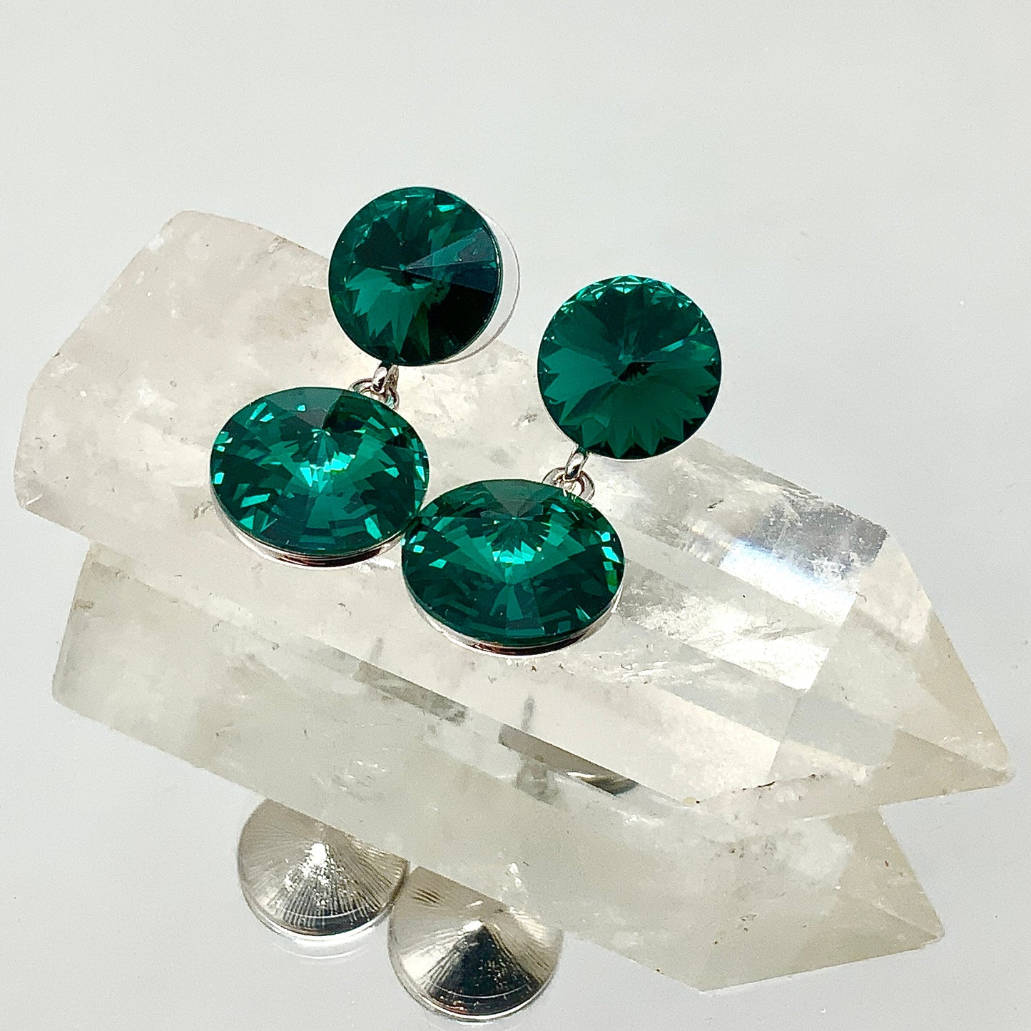 Premium Double Crystal Rivoli Cut Earrings