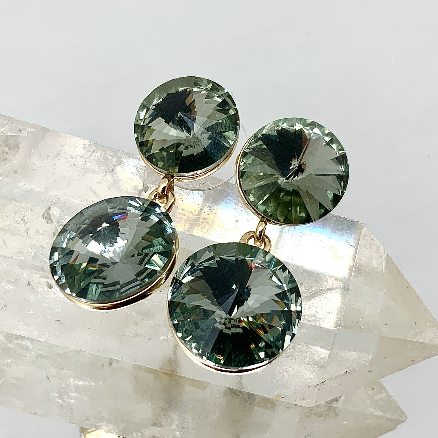 Premium Double Crystal Rivoli Cut Earrings