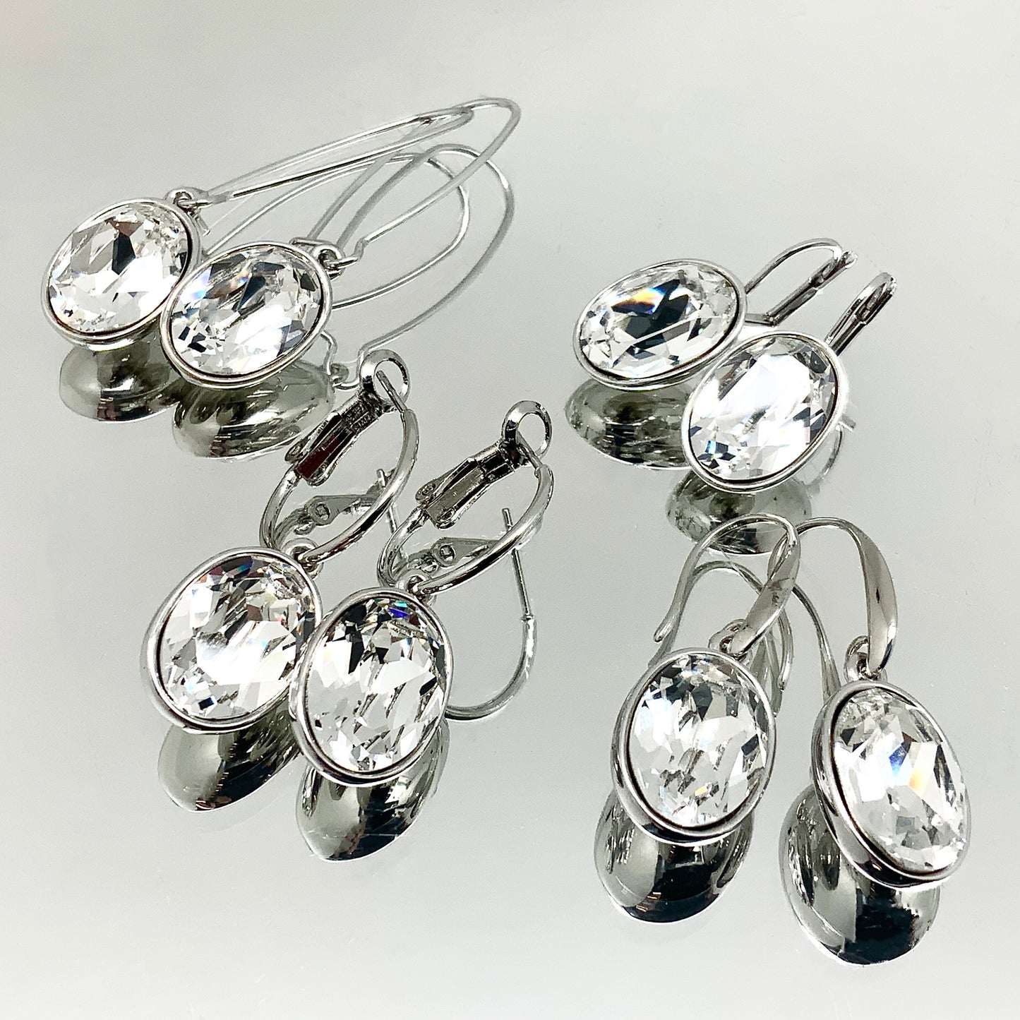 Oval Cut Crystal Earrings