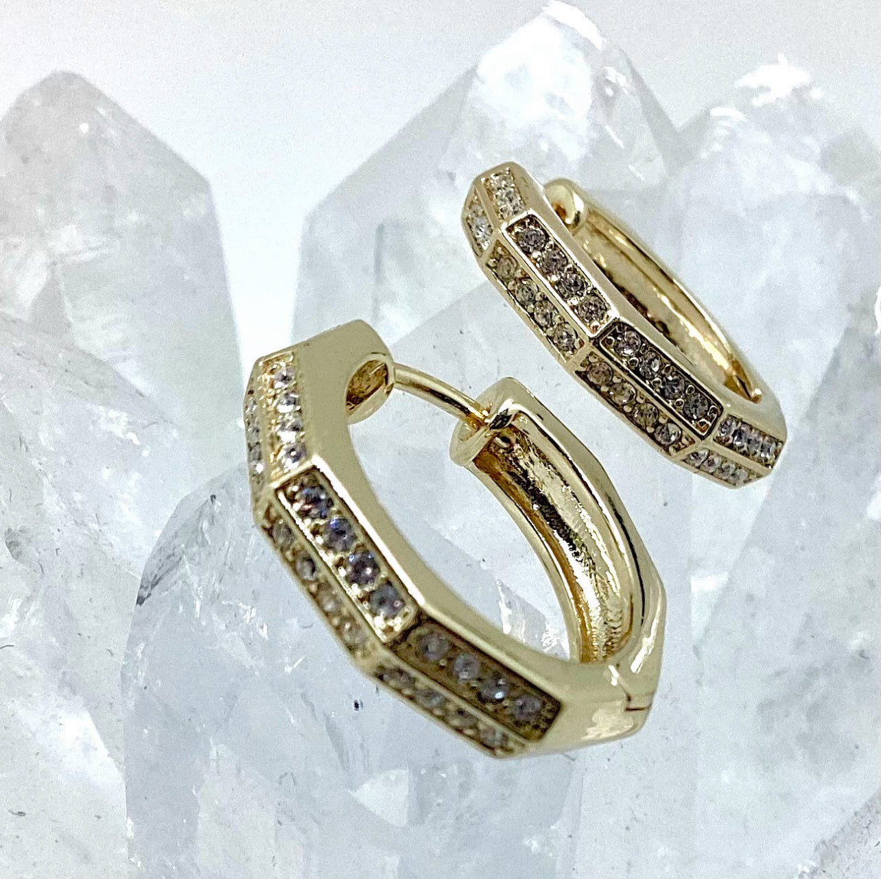Octagon Crystal Earrings