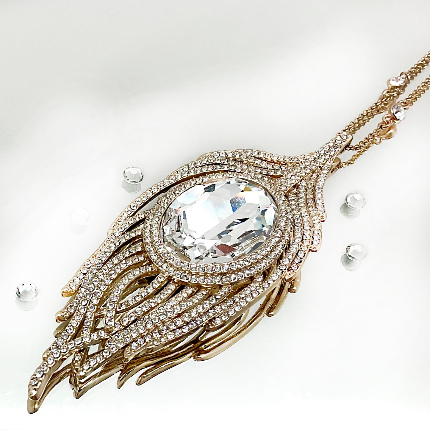 Small Feather Oval Crystal