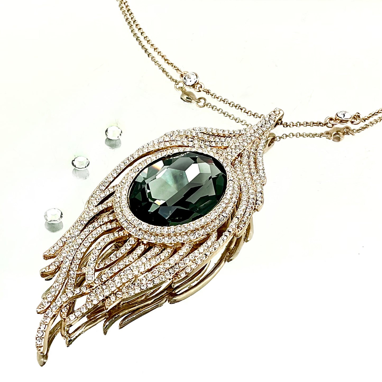 Small Feather Oval Crystal