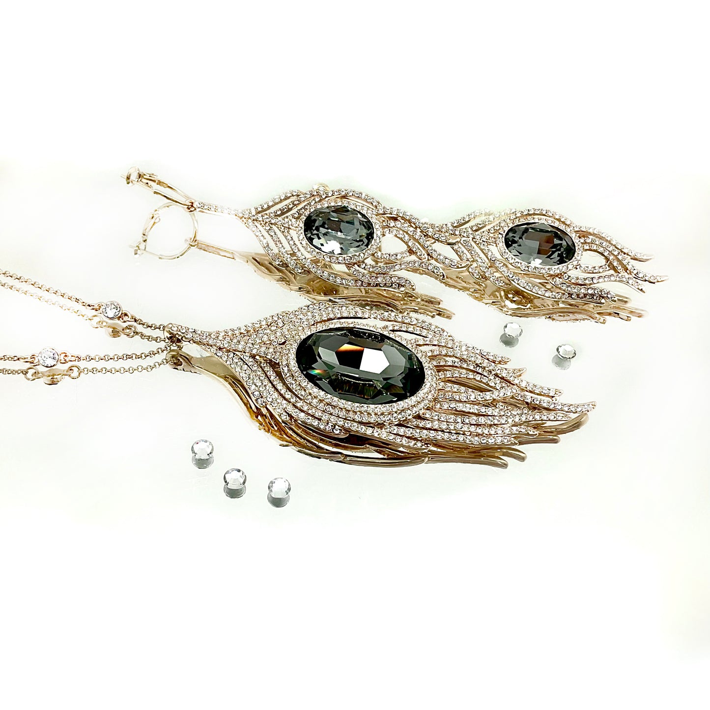 Small Feather Oval Crystal