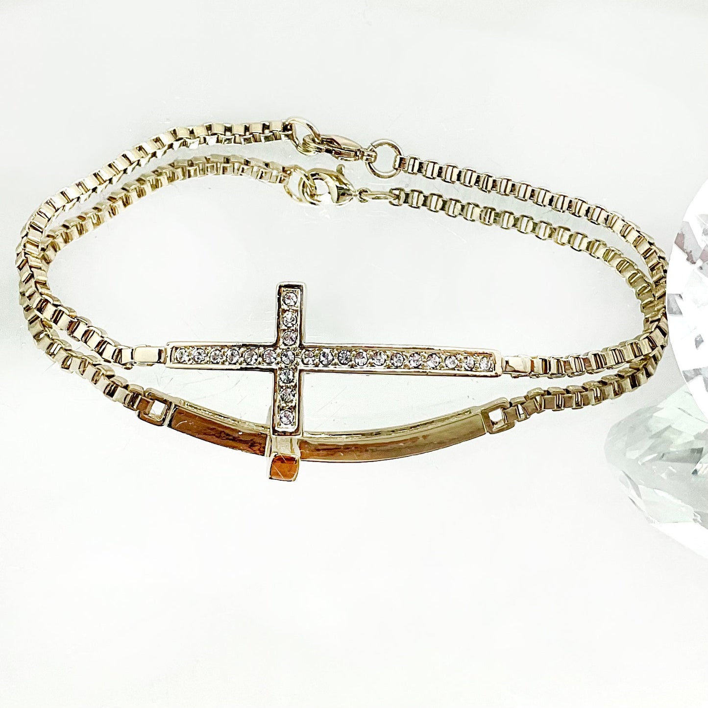 Crystal Thin Cross Bracelet