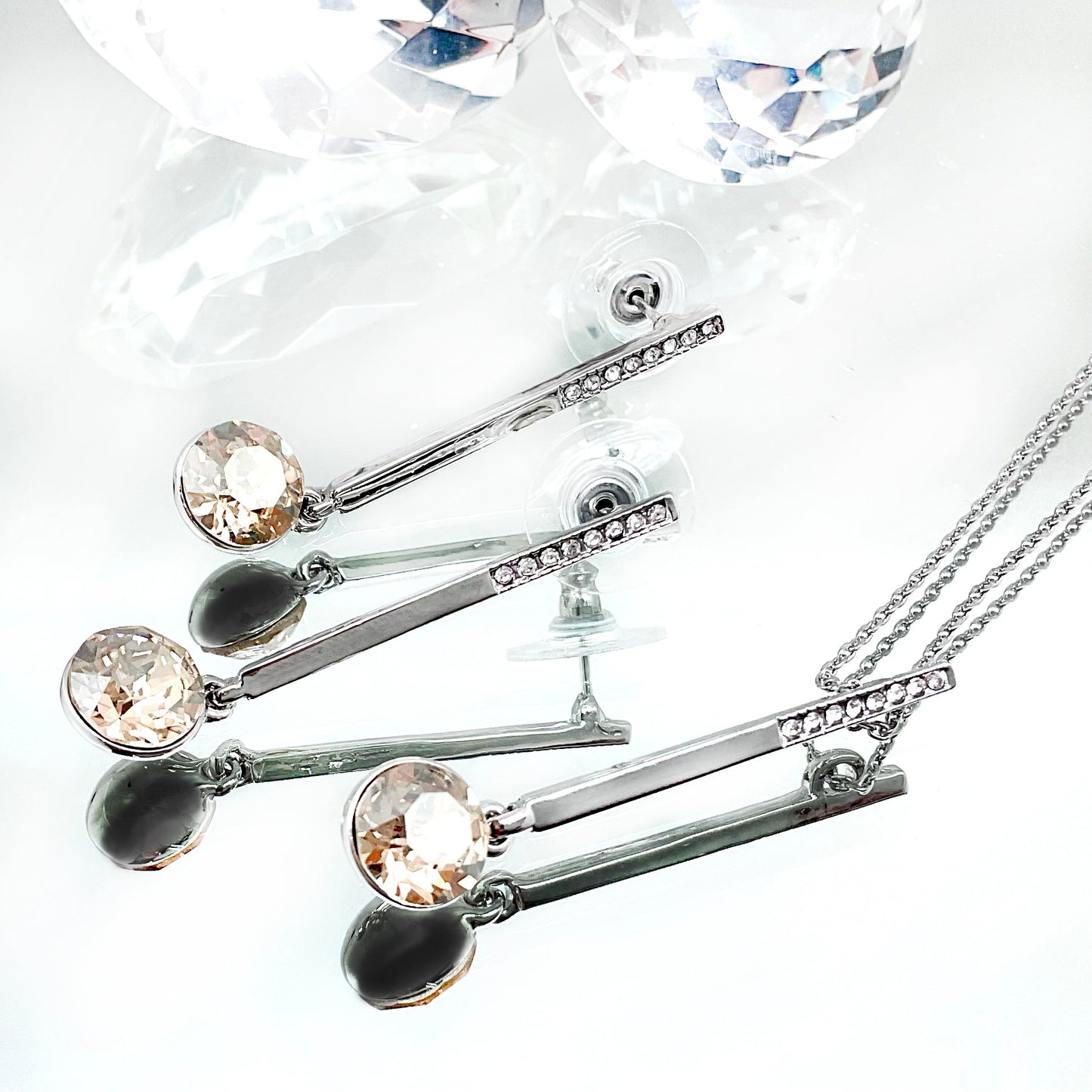 Small Diamond Cut Crystal Drop Set