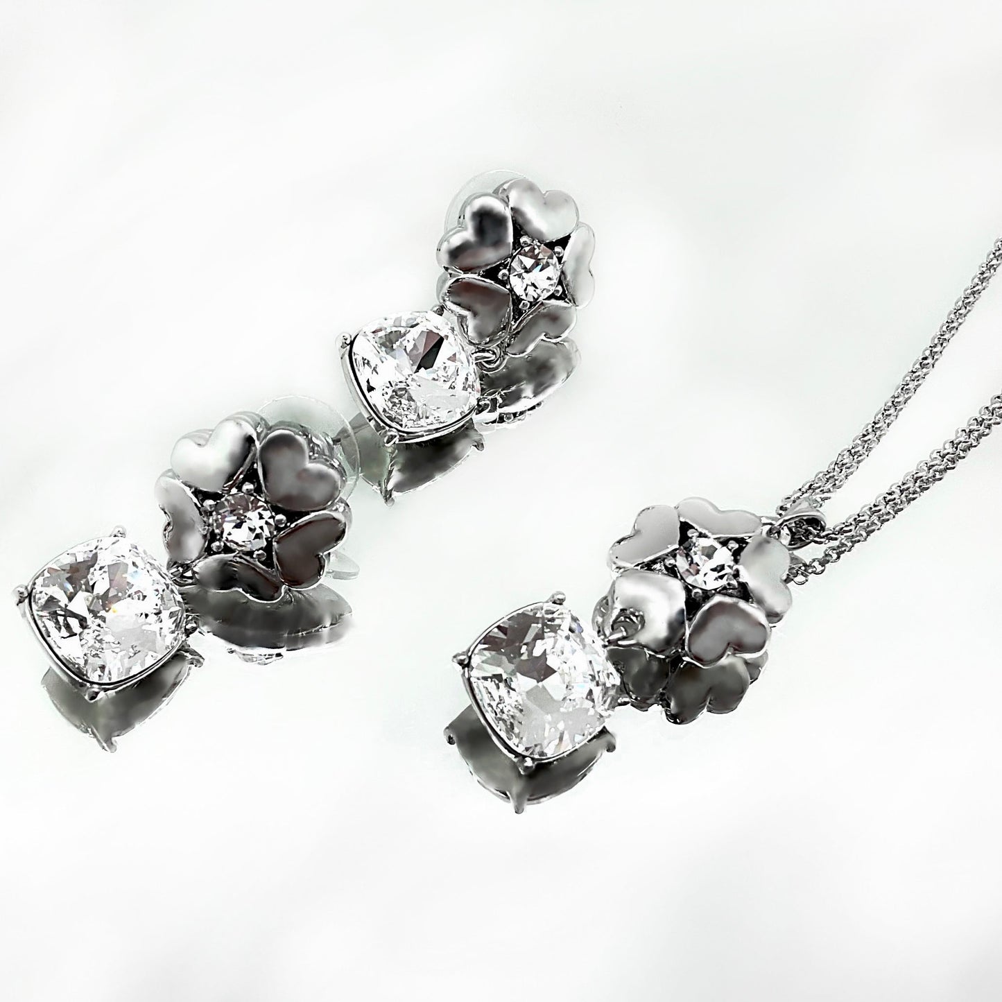 Cushion Cut Flower Crystal Set